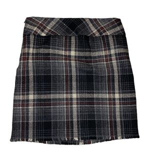 Eddie Bauer Women’s Plaid Fringed Wool Blend Skirt